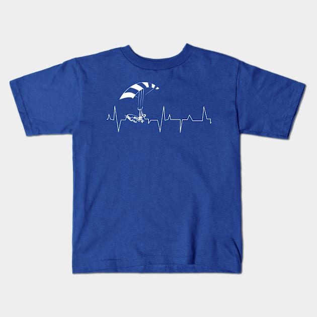 Heartbeat Kitesurfer White Kids T-Shirt by Coumenole Design